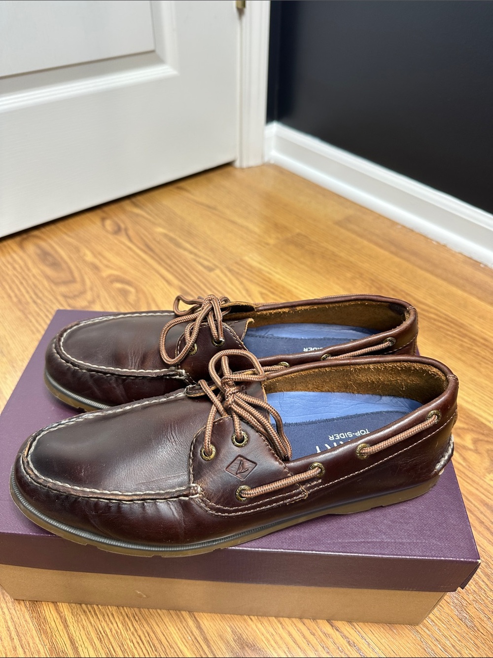 Sperry Top-Sider Authentic Original Boat Shoes - Dark Brown Leather Size 11 Mens